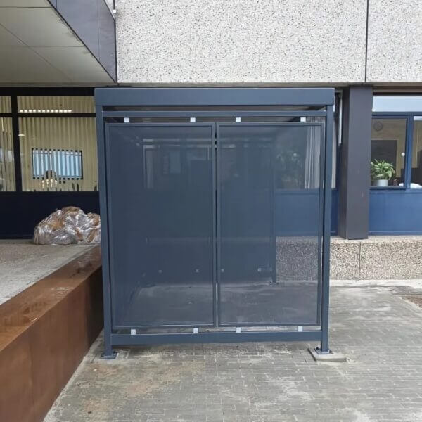 Prefab fietsenstalling online kopen Fietsoverkapping van 3x2 meter met geperforeerde stalen wanden in RAL-7016