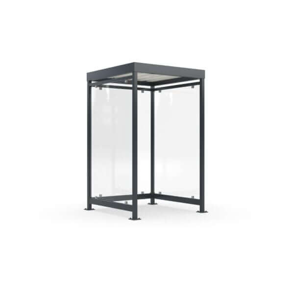 Compact wachthuisje of betaalautomaat overkapping van staal en glas