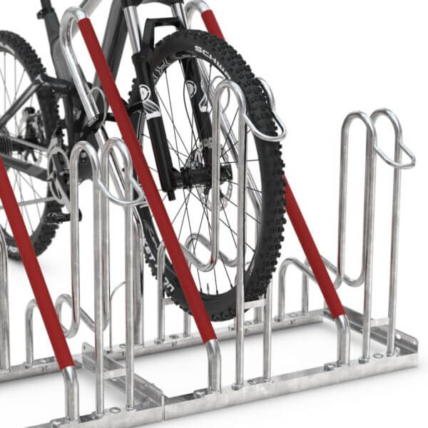 fietsenrek voor brede mountainbike banden aanschaffen Fietsenrek voor brede banden van een mountainbike, van verzinkt staal en voorzien van slotoog.