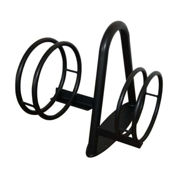 Zwart design fietsenrek voor 2 fietsen met ronde beugels