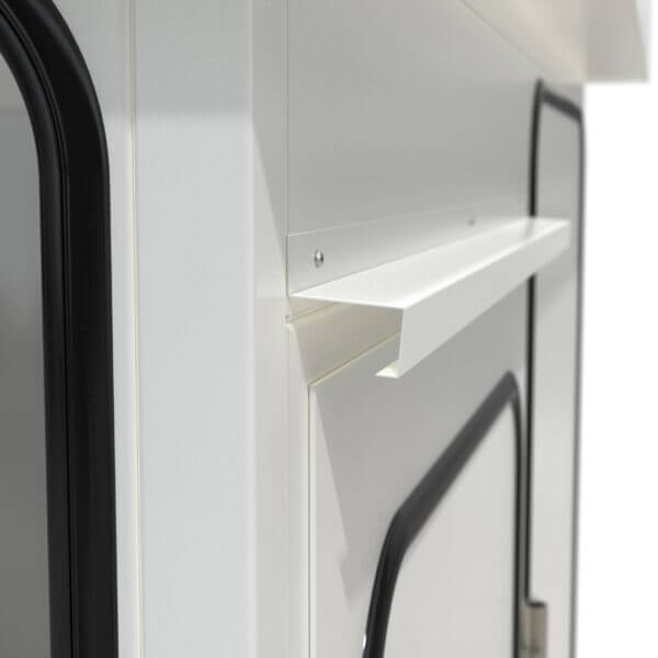 Weerbestendige kantoorunit met slim afwateringssysteem Kantoorunit met afwateringsprofiel voor buitengebruik