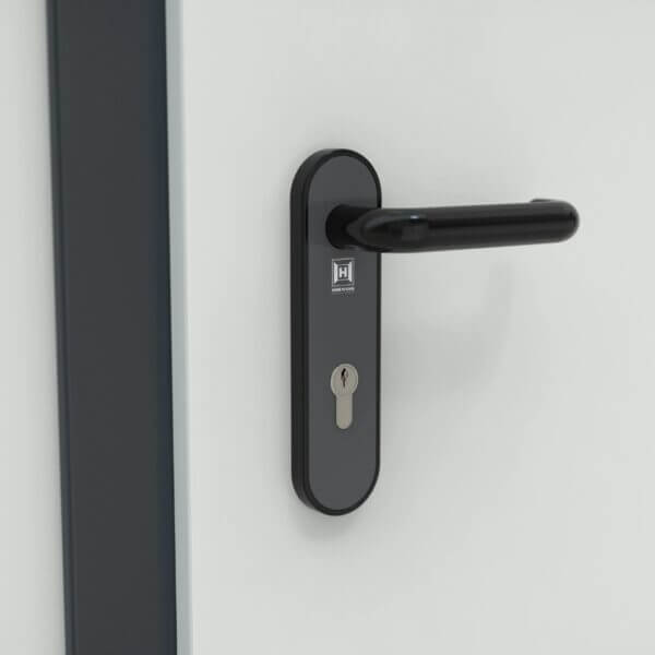 kantoorunit-buiten-wserie-detail-4-9 Hörman deurhendel van een modulaire kantoorunit