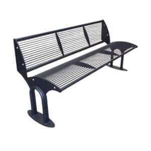Antracietkleurige stalen parkbank met rugleuning en gebogen poten