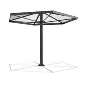 Rookabri paviljoen met centrale kolom en transparant dak