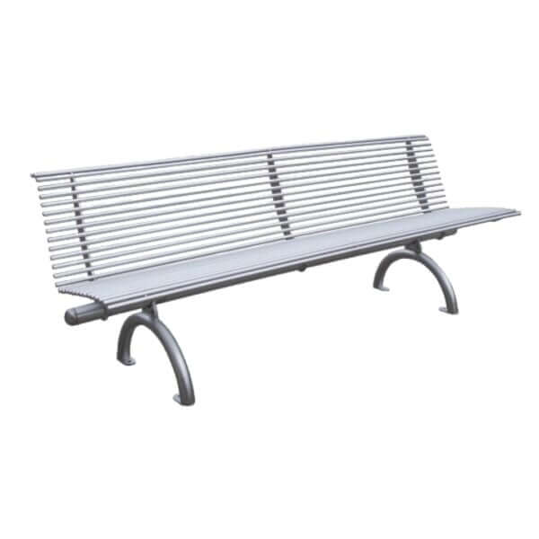 Duurzame stalen parkbank – stijlvol en robuust Moderne stalen parkbank met duurzaam en onderhoudsvriendelijk design, perfect voor openbare ruimtes.
